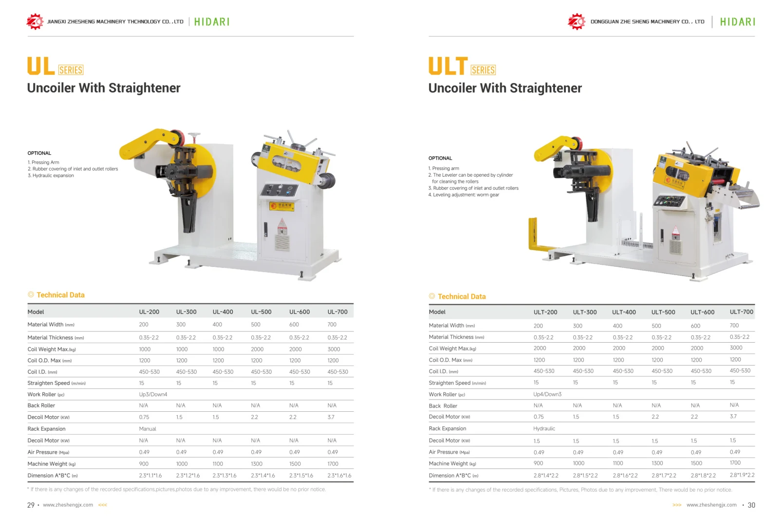 UL Series catalog specification sheet